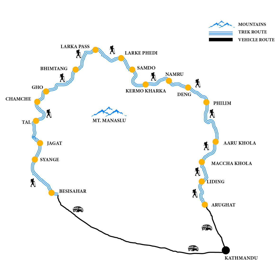 Map of Manaslu Circuit Trek
